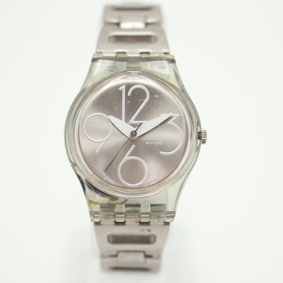 Vintage Swatch 2002 Silver Tone Womens Watch 25mm Steel Bracelet w New Battery - Picture 5 of 14